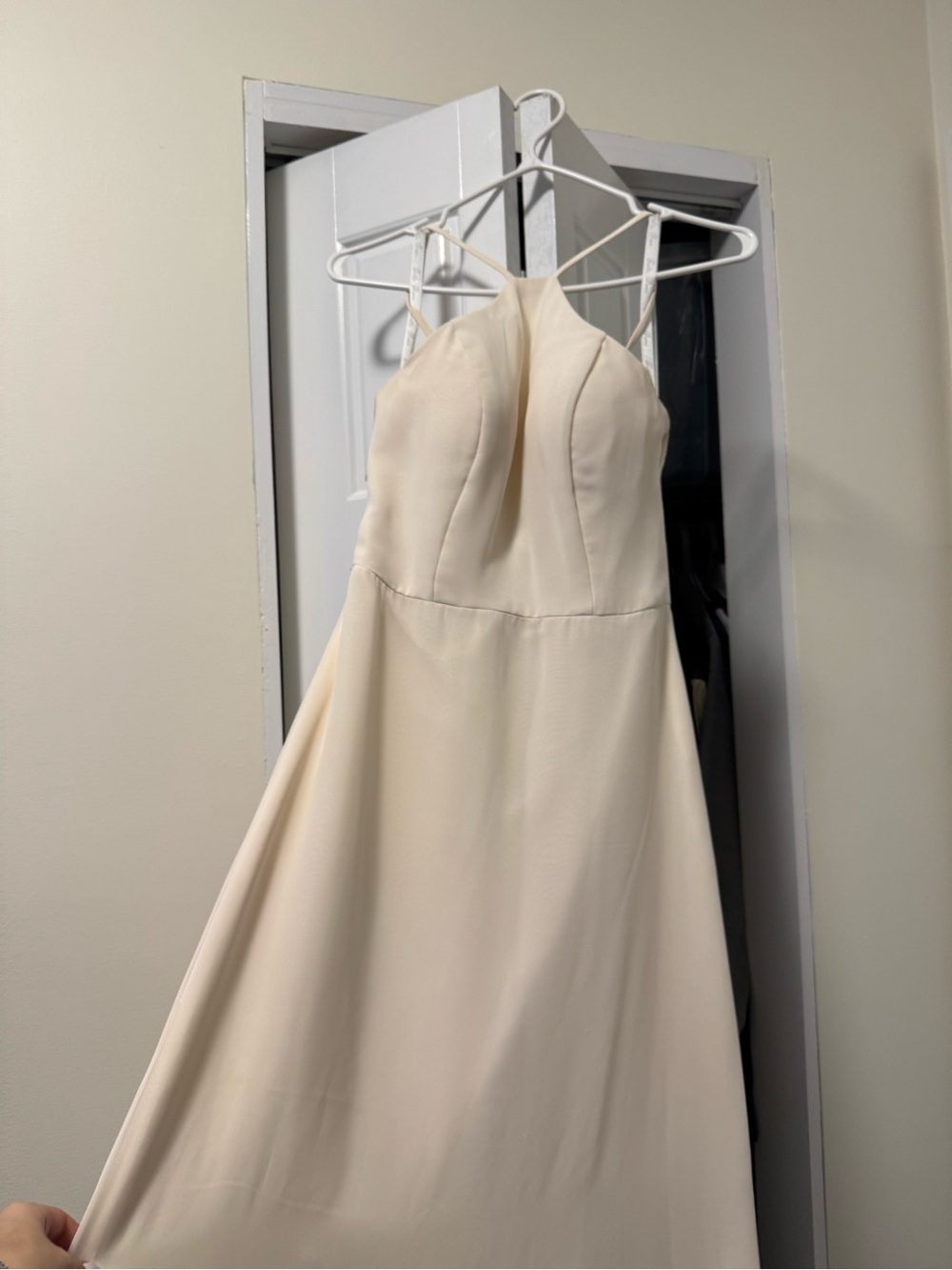 Bridesmaid/Event Elegant Cream Halter A-Line Dress